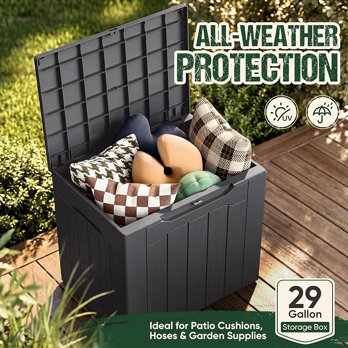 Devoko 29 Gallon Deck Box, Waterproof Resin Outdoor Storage Box | Lockable and - Image 3