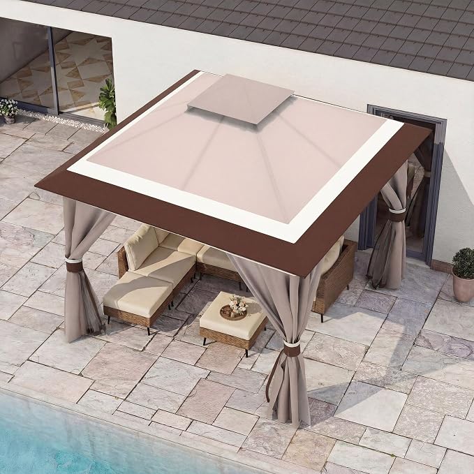 10'x10' Outdoor Gazebo, Metal Frame Heavy Duty Patio Canopy Tent Shelter - Image 4