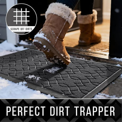 Yimobra Large Door Mat 47x24, All-Season Waterproof Doormat Outdoor Entrance, Heavy Duty Non-Slip Outside Door Mat for Garage Patio Proch Entryway Indoor, Easy Clean, Black Gray