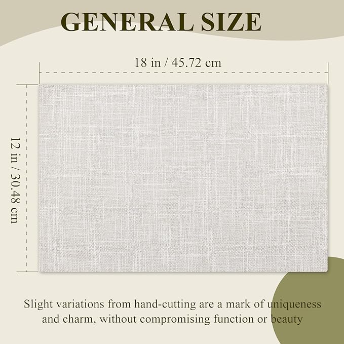 KXN Placemats Set of 4, Dual-Layer Thickened Faux Linen Table Mats, Heat Resistant & Wrinkle-Free, Machine Washable Cloth Place Mats for Kitchen Dining Indoor Outdoor (Cream)