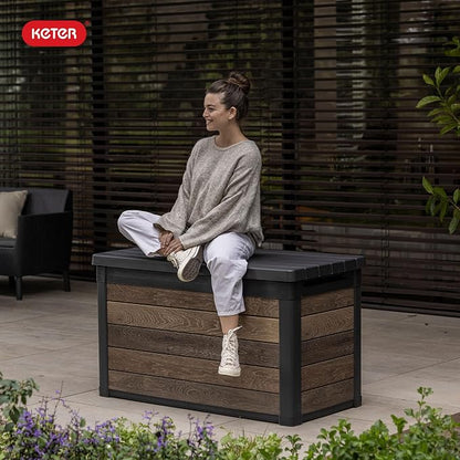 Keter Walnut 100 Gallon Resin Deck Box-Organization and Storage - Image 9