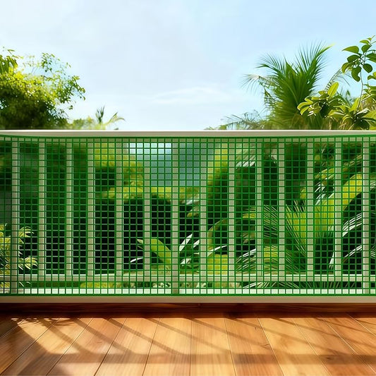 PotatoLife Plastic Wire Mesh Fence, Balcony Fence for Baby and Pets, Safety Fence, Stair Protector, Poultry, Garden, Tree Support, Durable Material, Free Zip Ties (Green, 15.7'' x 20')