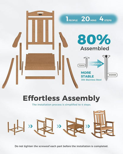Oversized Outdoor Rocking Chairs Set of 8, 380lbs Heavy-Duty Large Patio Rocker - Image 8