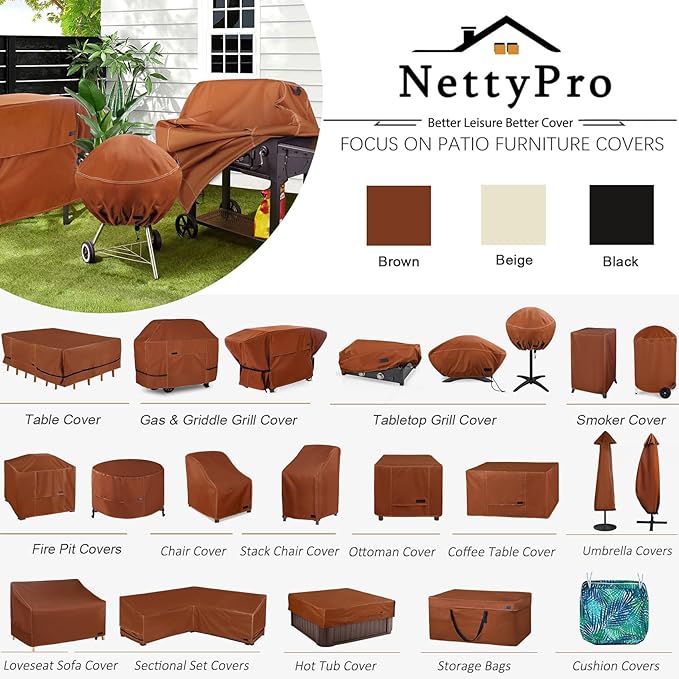 NetttyPro Smoker Cover for Outside Electric Masterbuilt Smoker 30 inch, Outdoor Waterproof Heavy Duty Square Vertical Small Grill Cover, 19" W x 18" D x 33" H, Brown
