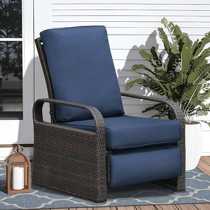 Indoor Outdoor All-Weather PE Wicker Adjustable Reclining Lounge Chair - Image 2
