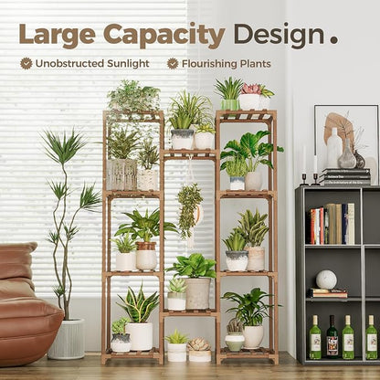 Bamworld Plant Stand Indoor Outdoor Tall Plant Shelf - Image 2
