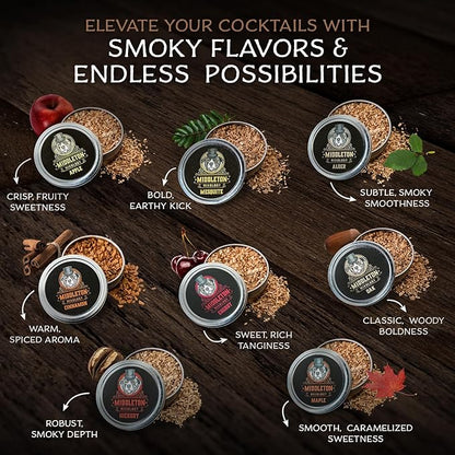 SmokeTop 8 Pack of Wood Chips - Cocktail Smoker Chips for Old Fashioned Cocktails, Whiskey, & Bourbon - Made in The USA - by Middleton Mixology