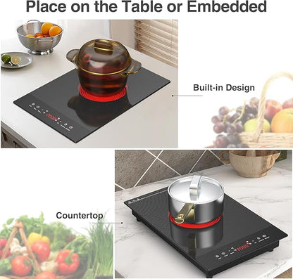 VBGK Electric Cooktop,110V Electric Stove Top,Single Burner Electric Cooktop LED Touch Control,9 Power Levels, Kids Lock &Timer,Overheat Protection,2000W Portable Burner