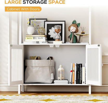 Bookcase with Drawers, 4-Tier Bamboo Bookshelf Ladder Shelf with 6 Hooks - Image 4