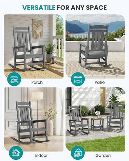 SERWALL Outdoor Rocking Chair Set of 4, Patio Rocking Chair, Porch Rocker - Image 8