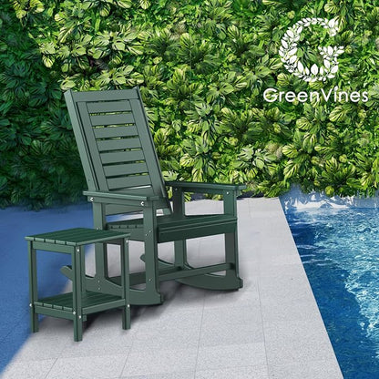 GREENVINES Oversized Outdoor Rocking Chairs Set of 2, HDPE Rocker, Forest | - Image 6