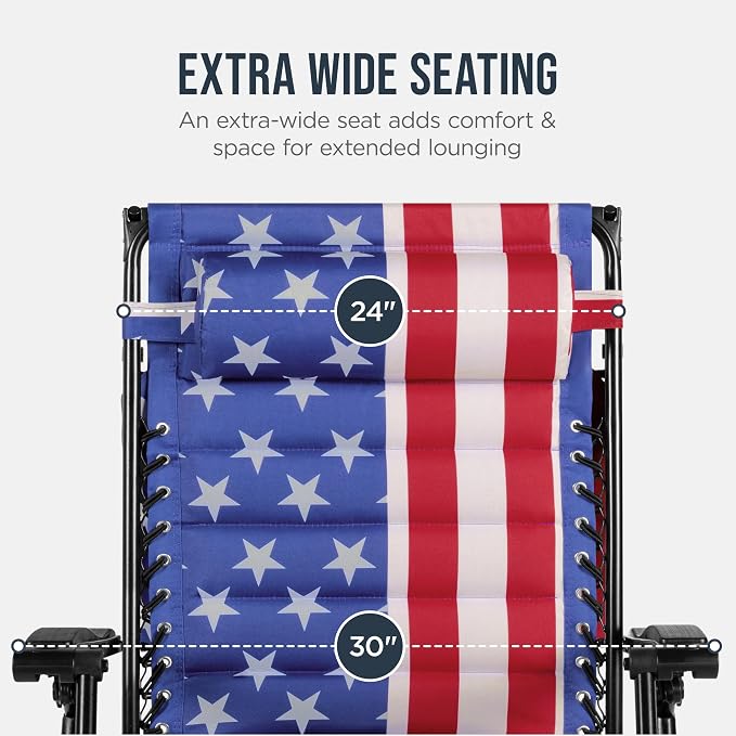Best Choice Products Oversized Padded Zero Gravity Chair w/Canopy Headrest Cup - Image 5