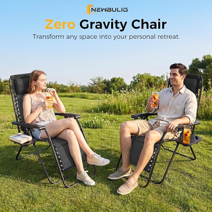NEWBULIG Zero Gravity Chairs Set of 4, Folding Lounge Recliner Chair | Portable - Image 8