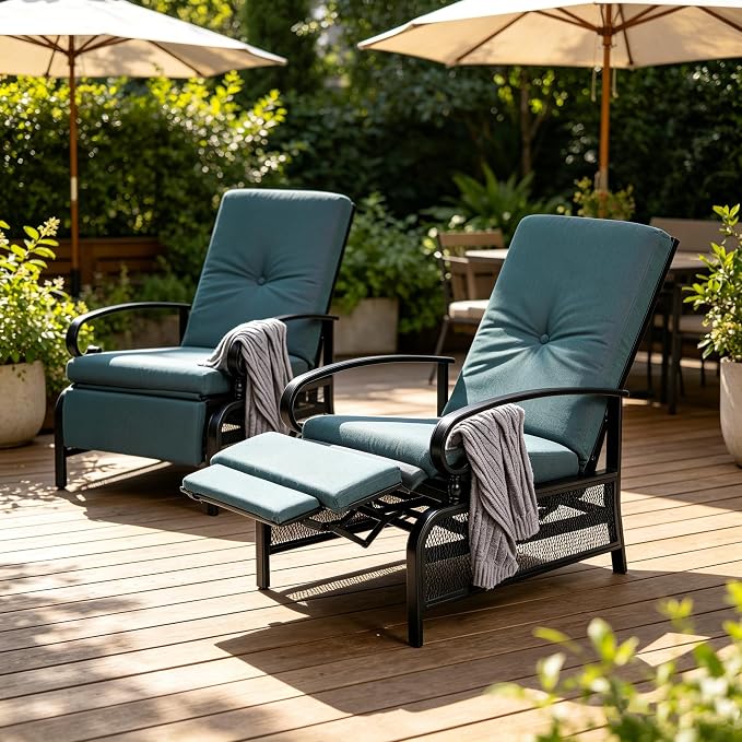 SUNCROWN Outdoor Recliner Chair Patio Adjustable Relaxing Chairs Outdoor Metal - Image 4