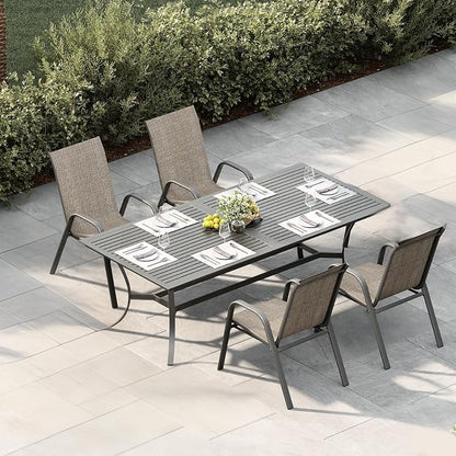 Stackable Outdoor Patio Dining Chairs Set of 4 – Heavy Duty, High Back - Image 2