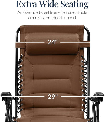 Best Choice Products Oversized Padded Zero Gravity Chair, Folding Outdoor Patio - Image 3