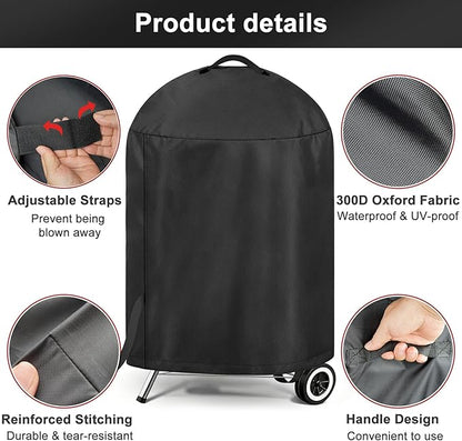 LBTING Grill Cover, 26-inch Heavy Duty 300D Oxford Waterproof Windproof UV Resistant BBQ Gas Grill Cover for Outdoor Barbecue Fit Most Brands Weber, Brinkmann, Char Broil, Holland