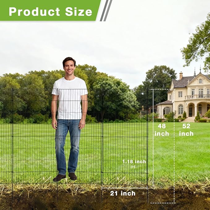 15 Panels No Dig Decorative Outdoor Garden Fence for Yard, Garden Animal Barrier Fencing,Rustproof Metal Edging Fence Border for Dog, Rabbits-48 in(H) X 314.76 in(L)