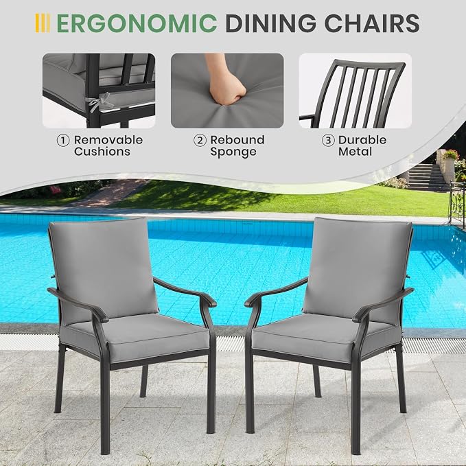 LVUYOYO Outdoor Patio Dining Chairs Set of 2, Metal Stackable Chairs Set - Image 6