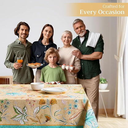 Maison d' Hermine Table Cloth Rectangle Table 100% Cotton 60 x 90 Inches Tablecloth Reusable Decorative for Dining Room, Farmhouse, Home, Party, Festive & Wedding Spring Summer - Luxury Loft – Peach