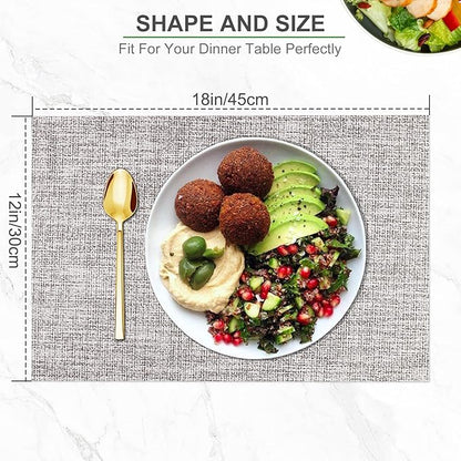 BETEAM Placemats Set of 8, Woven Vinyl Placemat for Dining Table Washable Wipeable Kitchen Place Mats Durable Indoor Outdoor Table Mats
