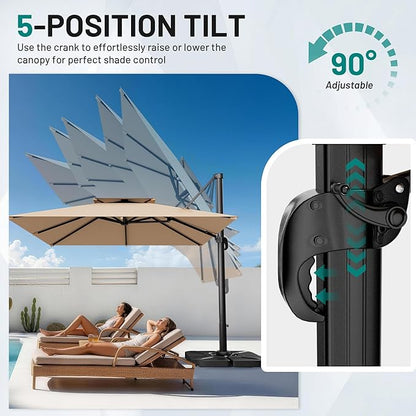 12×12 FT Double-Top Cantilever Patio Umbrella, Outdoor Umbrellas - Image 2