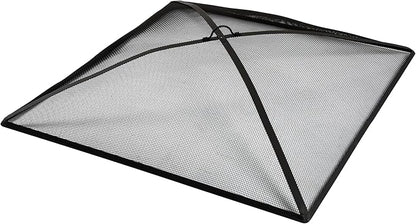 WeCooper Heavy Duty Fire Pit Spark Screen Cover,36in Steel Mesh Square Fire Pit Screen, FirePit Ember Guard with FirePit Poker