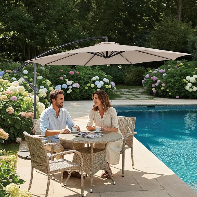 10FT Outdoor Offset Umbrella, Cantilever Patio Umbrella - Image 7