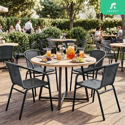 JEAREY Outdoor Patio Rattan Dining Chairs Set of 4, All Weather Stackable - Image 6