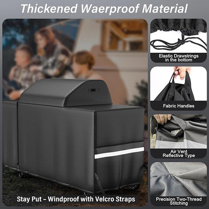 Grill Cover for Traeger Woodridge Pro & Elite, Compatible with BAC776 Full-Length All Weather Grill Cover – Waterproof Traeger Woodridge Pro Cover Accessories