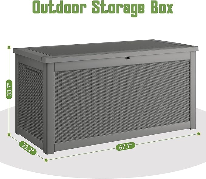 330 Gallon Outdoor Storage Box, Resin Large Deck Box Outdoor Waterproof Storage - Image 2