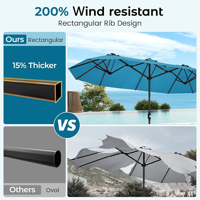 DomeShade 15FT Extra Large Patio Umbrella - Image 6