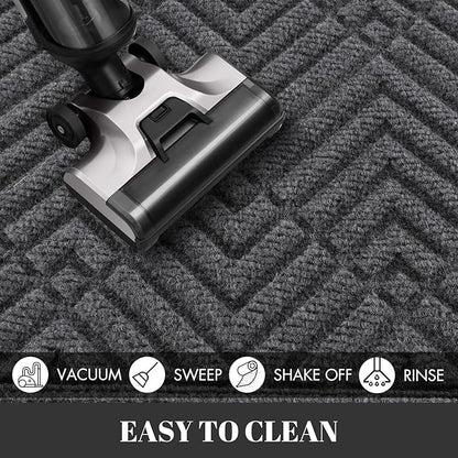 Yimobra Door Mats Outdoor 29.5x17, All-Season Waterproof Outdoor Mats for Front Door Entrance with Drainage Holes, Heavy Duty Non-Slip Doormat for Garage Patio Entryway Indoor, Gray