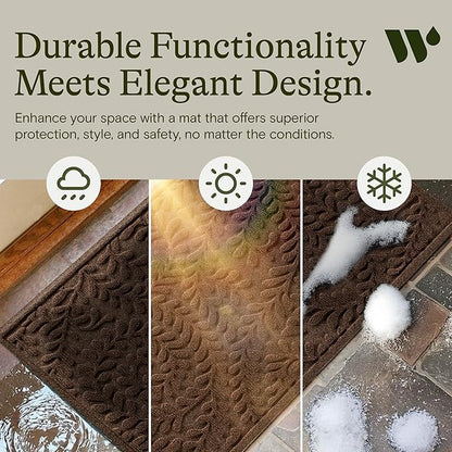 WaterHog Indoor/Outdoor Door Mat, 2' x 3', Made in USA, Durable & Skid-Resistant Front Door Rug, Decorative, Water-Trapping & Heavy-Duty Entryway Mat for Your Home, Boxwood Collection, Dark Brown
