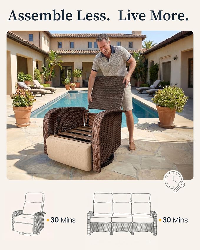 Resort-Grade Recliners Patio Furniture, 6.2" Ultra Thick Cushions | Heavy Duty - Image 8