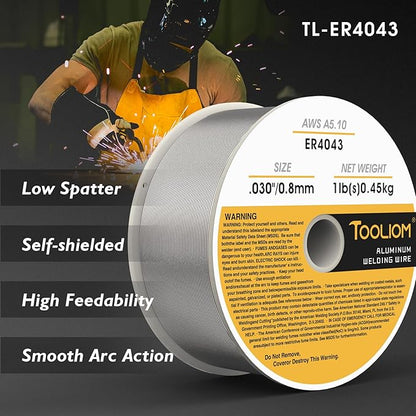TOOLIOM ER4043 - .030" Welding Wire MIG Aluminum 0.8 mm Welding Wire - 1lb Spool