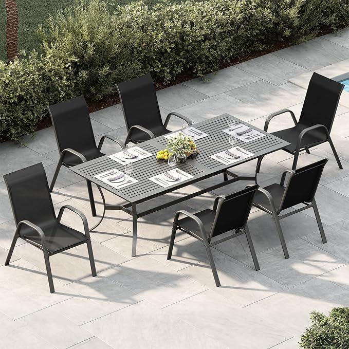 Stackable Outdoor Patio Dining Chairs Set of 6 – High Back Chairs - Image 6