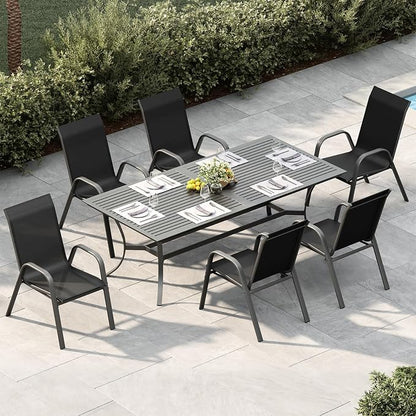 Stackable Outdoor Patio Dining Chairs Set of 6 – High Back Chairs - Image 6