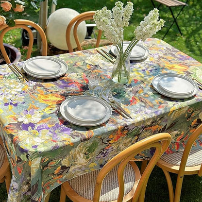 Rectangle Outdoor Tablecloth 84''x60'' - Waterproof Stain Resistant Washable Table Cloth, Durable Table Cover for Easter, Dining, Party, Picnic - Green