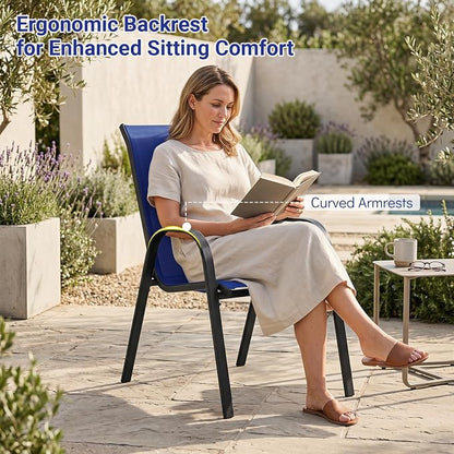 Tangkula Stackable Patio Dining Chairs Set of 4, Outdoor Armchairs - Image 6