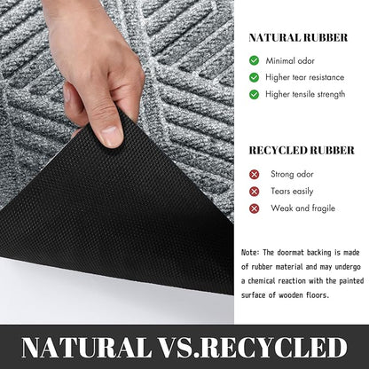 Yimobra Large Door Mat 47x32, All-Season Waterproof Outdoor Mats for Front Door Entrance with Drainage Holes, Heavy Duty Non-Slip Doormat for Garage Patio Entryway Indoor, Black Gray