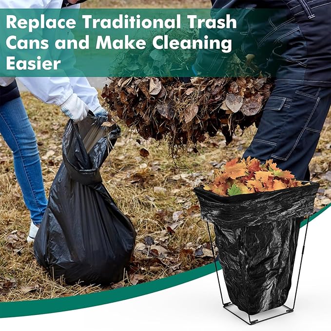 Reusable Rustproof Metal Bag Basket Holder Stand for 30-45 Gallon Garden Waste Flexible Frame Outdoor Trash Storage