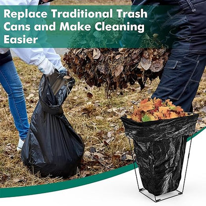 3. Reinforced Trash Bag Holder Metal Garden Waste Basket Stand for 30-45 Gallon Leaves & Recycling Foldable Yard Waste Bag Frame