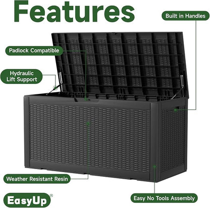 120 Gallon Outdoor Deck Box, Resin Waterproof Storage Box - Image 3