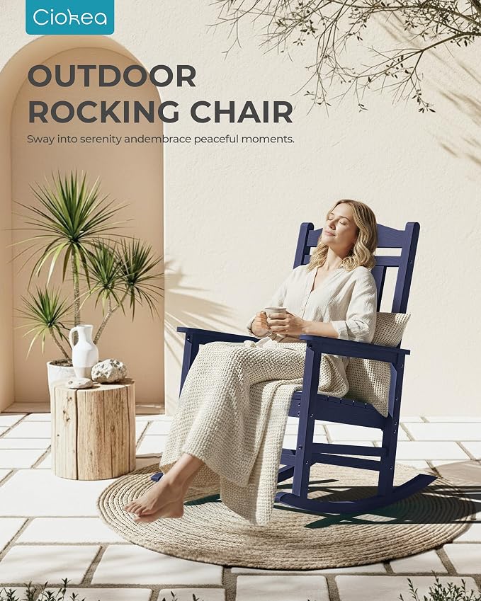 Oversized Outdoor Rocking Chairs Set of 3, 380lbs Heavy-Duty Large Patio Rocker - Image 8