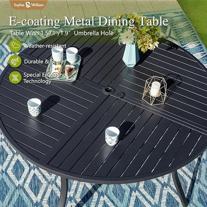 Sophia & William Outdoor Dining Set Patio Dining Set for 4 Round Patio Table and Chairs Set 5 Pieces with Swivel Patio Chairs 42" Metal Table for Garden Pool All Weather Grey