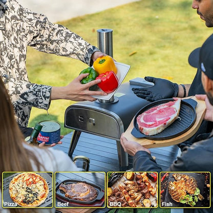 Outdoor Pizza Oven aidpiza 12" Wood Pellet Pizza Ovens With Rotatable Round Pizza Stone Portable Wood Fired with Built-in Thermometer Pizza Stove for Outside Backyard Camping Picnics