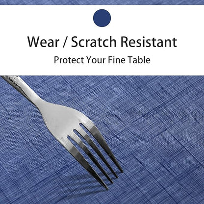 LIBERECOO Vinyl Tablecloth with Flannel Backing, Denim Blue, Waterproof, Stain-Resistant, Easy-Clean Table Cover for Dining, Kitchen, and Outdoor Use, 60" x 120" Rectangle