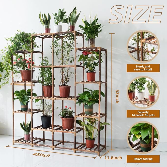 Tall Shelf for Multiple Plants Indoor Outdoor 14 Tiers 16 Pot Holder Large Rack - Image 3