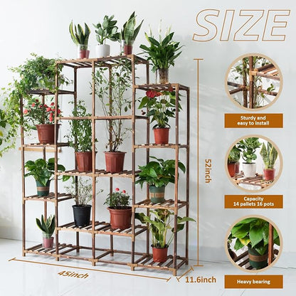 Tall Shelf for Multiple Plants Indoor Outdoor 14 Tiers 16 Pot Holder Large Rack - Image 3